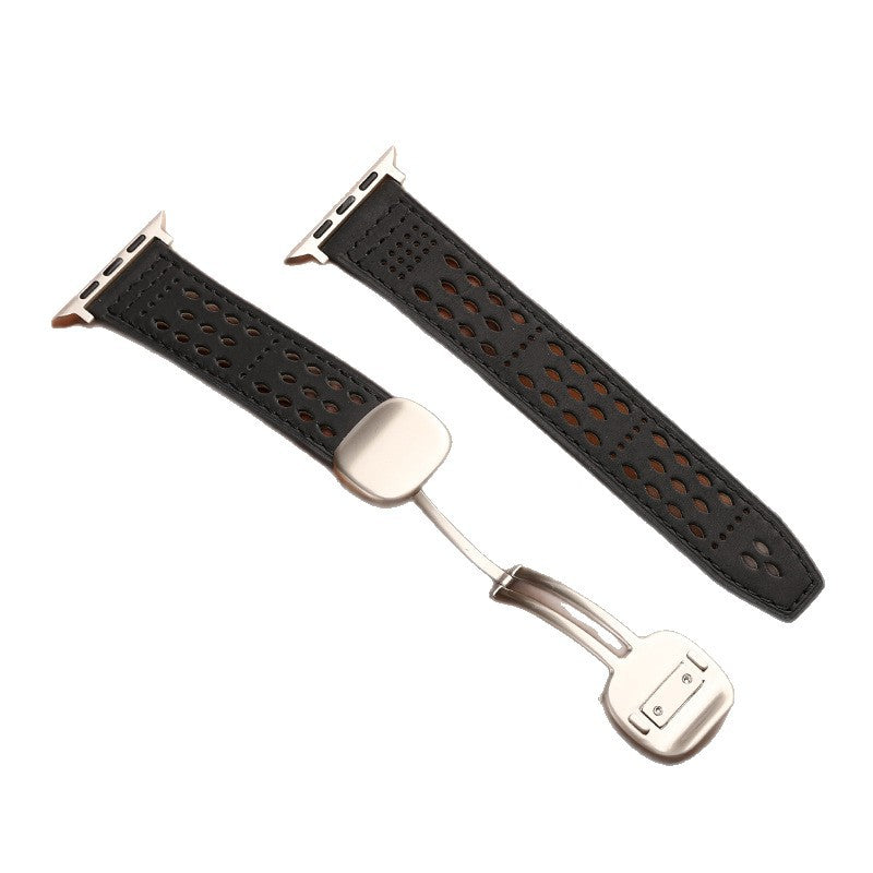Suitable For Apple IWatch Strap, Huawei Gt5, S11 Crazy Horse Pattern Genuine Leather Ultra Magnetic Buckle Breathable