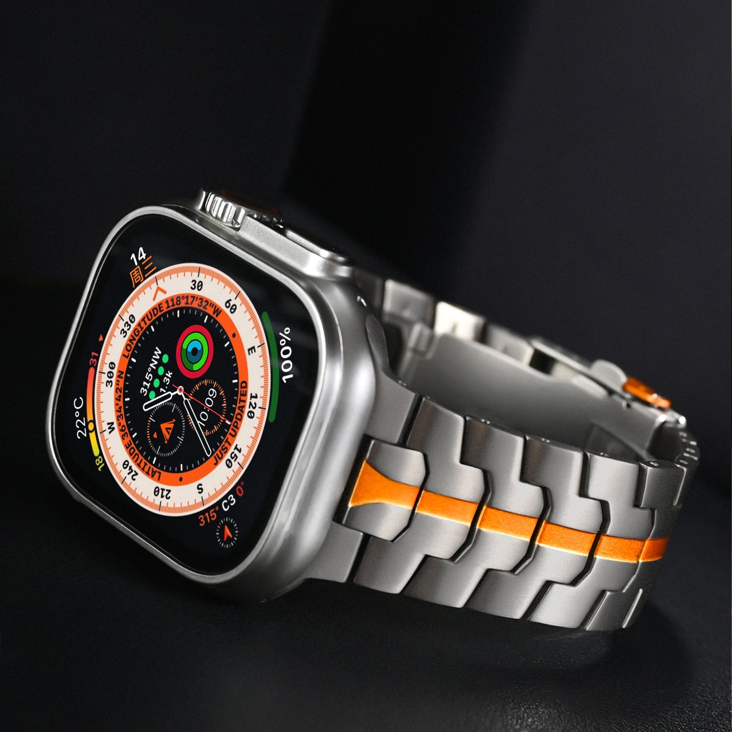 For Apple Watch Strap Apple Watch Ultra Pure Titanium Iron Man Stainless Steel Metal Solid Strap